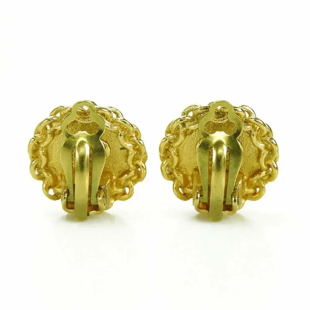 CHANEL Authentic Vintage Gold Logo Earrings